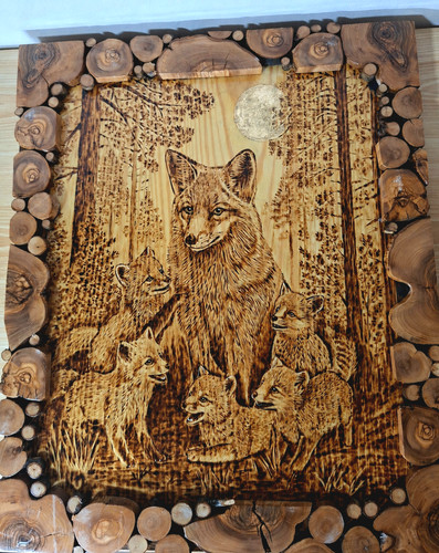 Fuchsbild holz brandmalerei - fuchsbild,