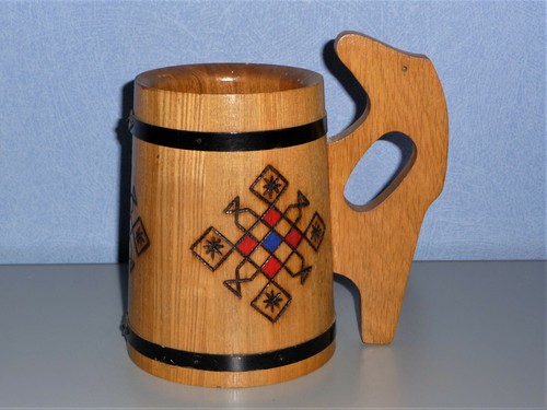 Vintage 70er holz bierkrug - vintage,