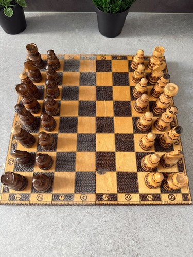 Vintage holz schachspiel - vintage, holz-schachspiel